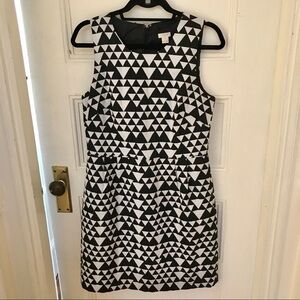 J. Crew Black and White Geometric Sleeveless Dress